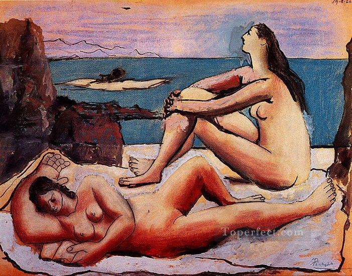 三人の海水浴者 4 1920 年キュビスト パブロ・ピカソ油絵